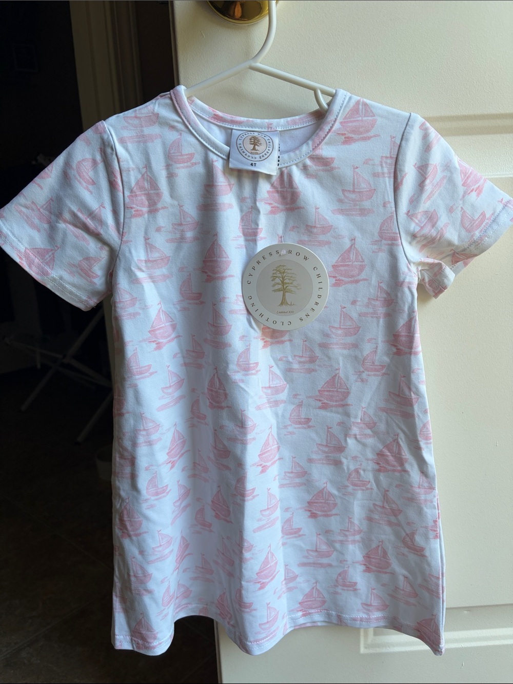 Pink Sailboat Print Girls' Dress